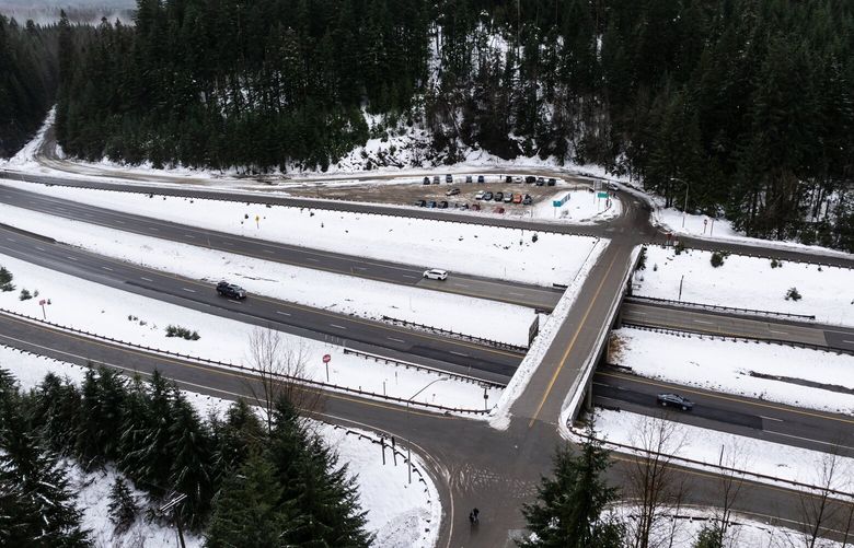 Interstate 90 and the Cabin Creek Sno-Park off I-90 are  are photographed Tuesday Dec. 24, 2024. 
LO 228920