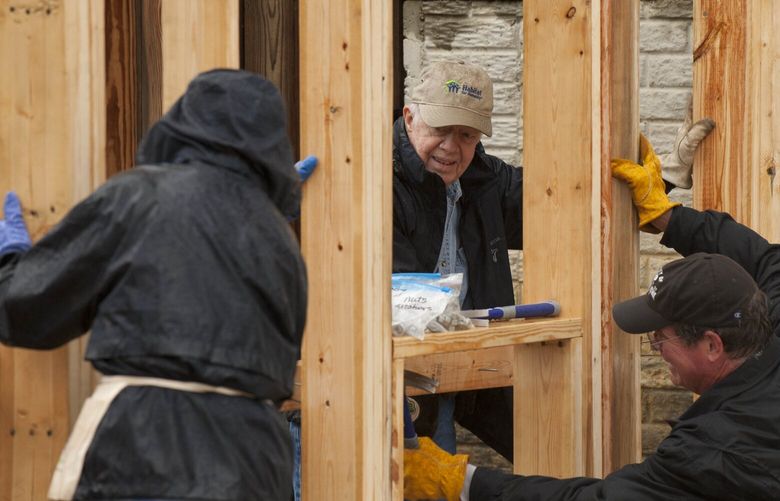 Jimmy Carter joins city and state officials, Habitat for Humanity leadership and volunteers for Habitat for Humanity’s Jimmy and Rosalynn Carter Work Project in D.C. on Oct. 4, 2010. MUST CREDIT: Marvin Joseph /The Washington Post