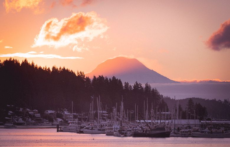 Morning view on Mount Rainier in Gig Harbor, WA in Gig Harbor, Washington, United States