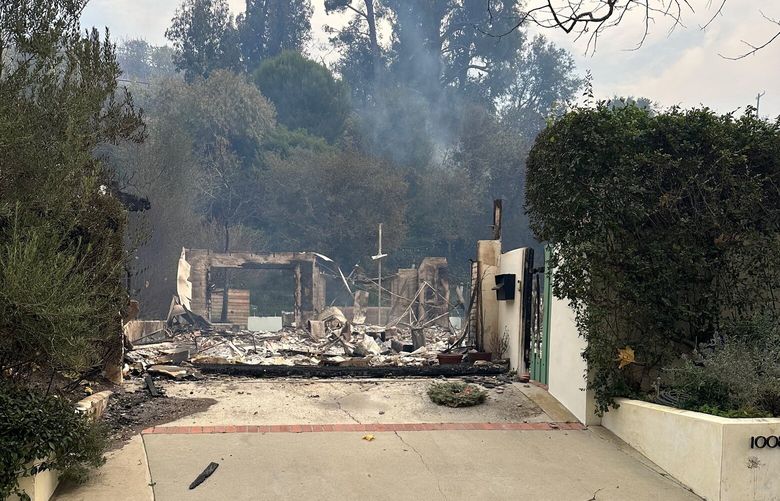 In a photo provided by Alec Egan shows his home, which was destroyed in a fire, and with it the artworks he had created for a show. Artists who lived and worked in Altadena and the Pacific Palisades are worrying about irreplaceable losses, and their livelihoods. (Alec Egan via The New York Times) — NO SALES; FOR EDITORIAL USE ONLY WITH NYT STORY CALIF FIRES ARTISTS BY ROBIN POGREBIN, HALPERIN AND SMALL FOR JAN. 10, 2025. ALL OTHER USE PROHIBITED. — XNYT0568