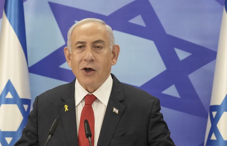 FILE – Israeli Prime Minister Benjamin Netanyahu speaks during a press conference in Jerusalem, Dec. 9, 2024. (AP Photo/Maya Alleruzzo) LBJ101 LBJ101