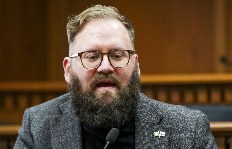 Sen. Marko Liias, D-Edmonds, speaks during a legislative session preview in the at the Capitol Thursday, Jan. 9, 2025, in Olympia, Wash.