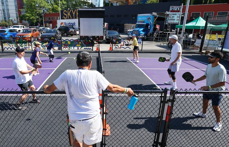 Gordon Sata watches instructional drills Saturday afternoon during the Pickleball for All tournament in downtown Seattle, Washington on September 16, 2023.  225004