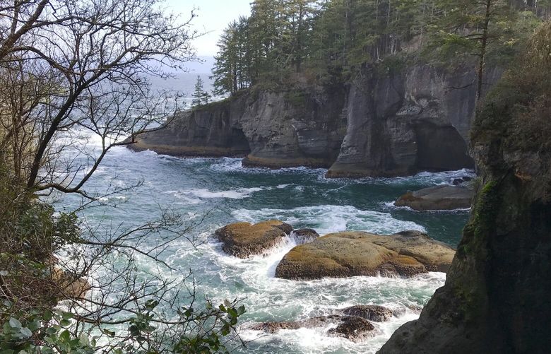 Waves and rocky shorelines at Cape Flattery.