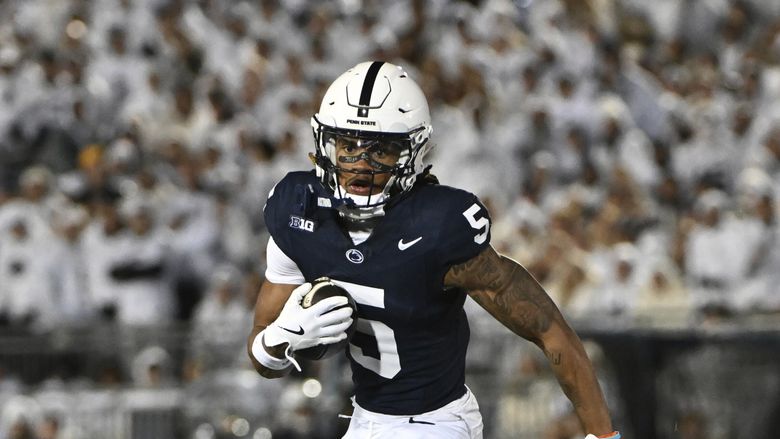 Penn State wide receiver Omari Evans runs against Washington during a Nov. 9 game in State College, Pa. (Barry Reeger / The Associated Press)