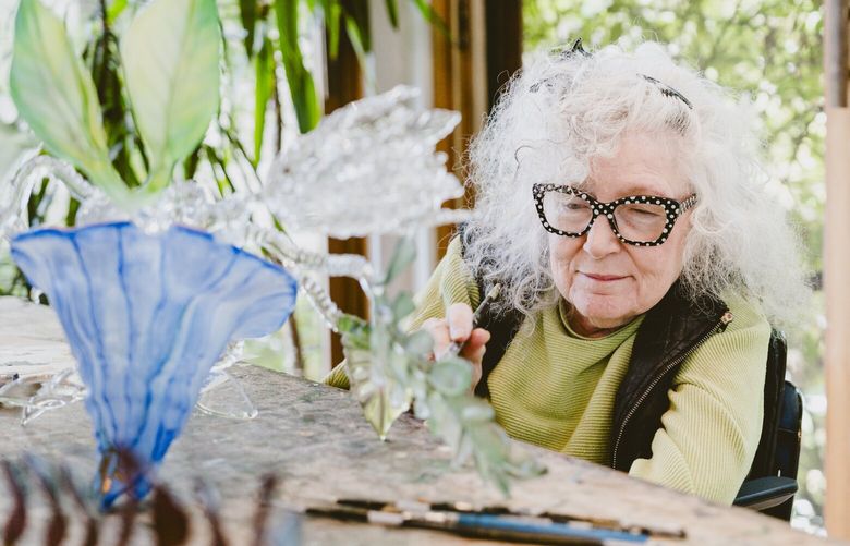 Pioneering Seattle artist Ginny Ruffner is shown last year in this photo. She died earlier this week at age 72. 
(Courtesy James Harnois)