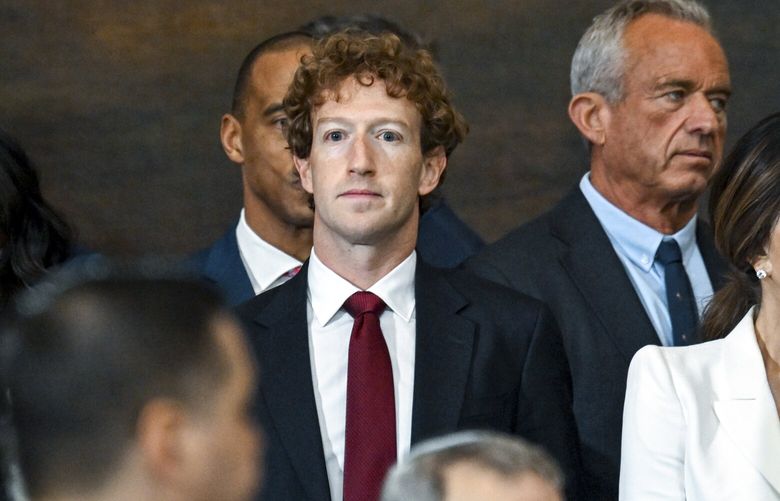 Mark Zuckerberg, the Meta chief executive, attend the inauguration of President Donald Trump at the Capitol in Washington, Jan. 20, 2025. Instagram and Facebook has recently blurred, blocked or removed posts from two abortion pill providers. Instagram also suspended the accounts of several abortion pill providers and hid the providers from appearing in search and recommendations. (Kenny Holston/The New York Times) XNYT0931 XNYT0931