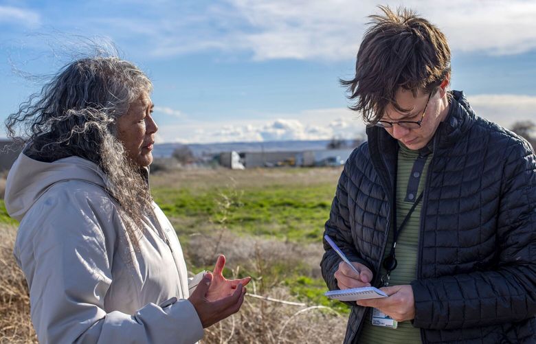 Report for America corps member Jasper Kenzo Sundeen interviews Teresa Romero, president of United Farm Workers in Sunnyside, Washington. Sundeen covers education and economics in the Latino community for the Yakima Herald-Republic.