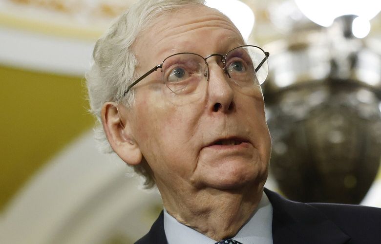 Senate Minority Leader Mitch McConnell (R-KY) speaks during a news conference following the weekly Senate Republican policy luncheon at the U.S. Capitol on Sept. 10, 2024, in Washington, D.C. (Anna Moneymaker/Getty Images/TNS) 133316369W 133316369W