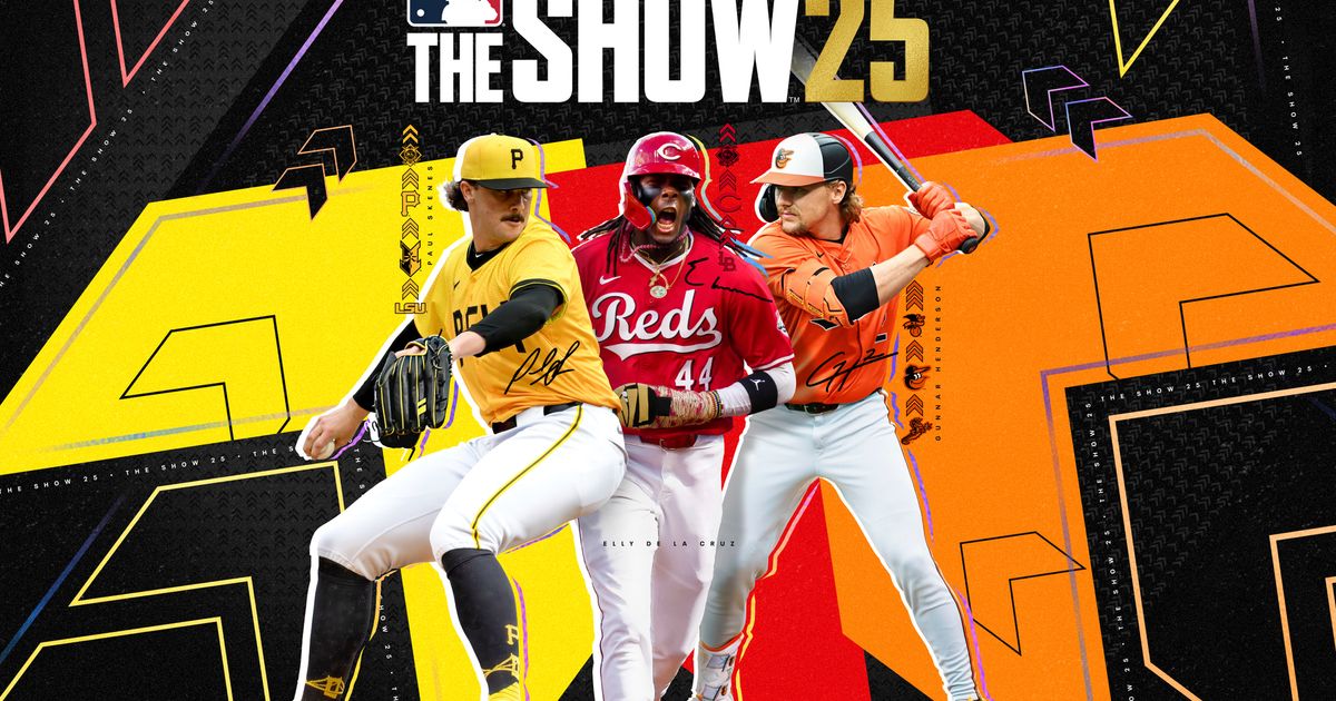 MLB The Show 25 cover features Paul Skenes, Gunnar Henderson and Elly De La Cruz