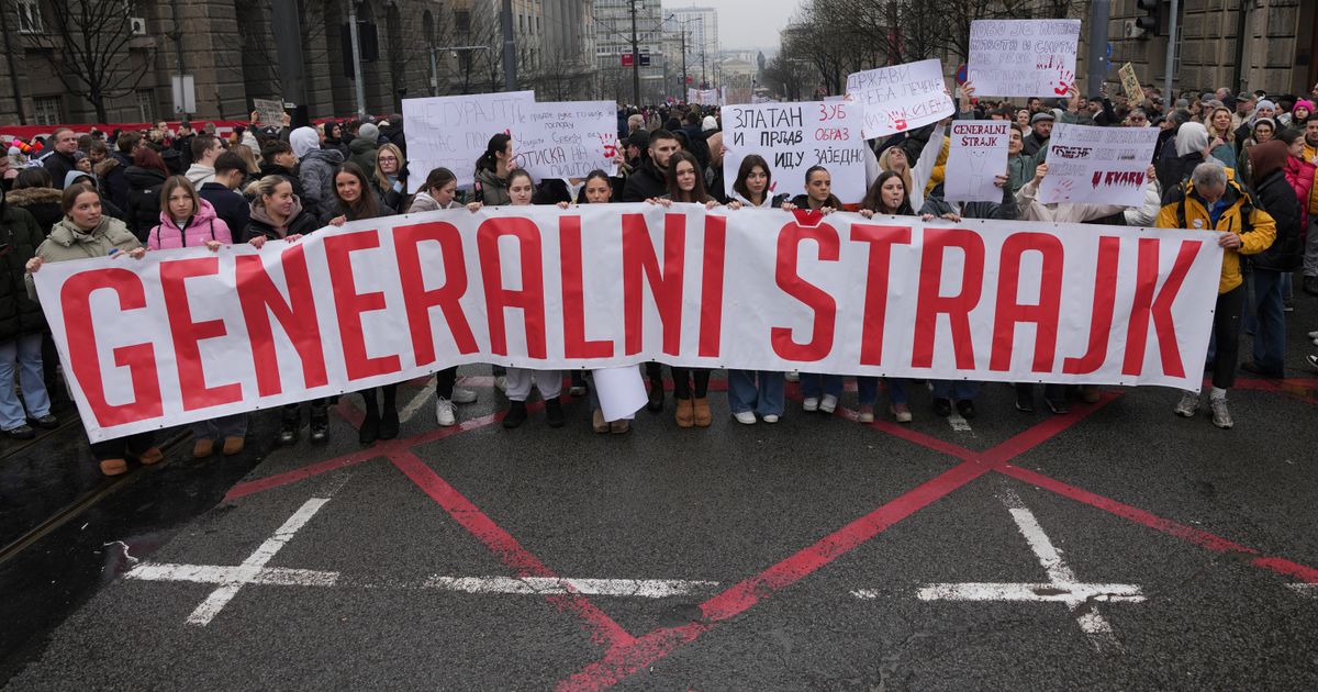A driver rams an anti-government rally in Serbia’s capital and injures one protester