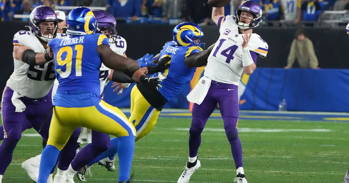 Sam James Rams Sam Darnold’s career-best season ends with a thud as he takes 9 sacks ...