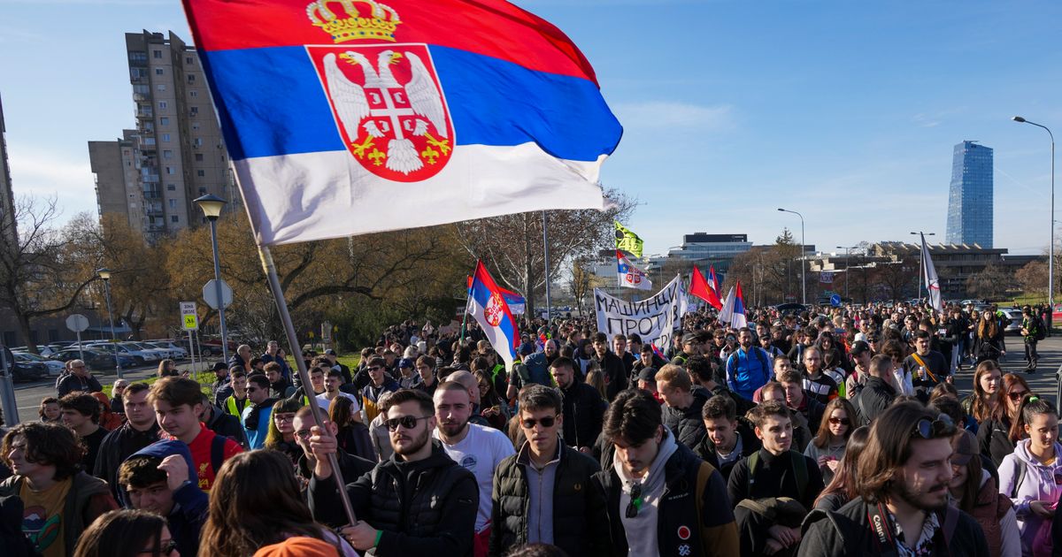 Serbia’s striking students set off on 2-day march north as their protest movement widens