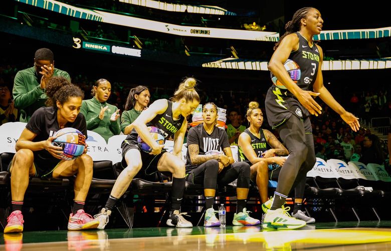 Nneka Ogwumike is introduced into the lineup Tuesday.  The Las Vegas Aces played the Seattle Storm in WNBA Basketball Tuesday, Sept. 17, 2024 at Climate Pledge Arena, in Seattle, WA. 227987