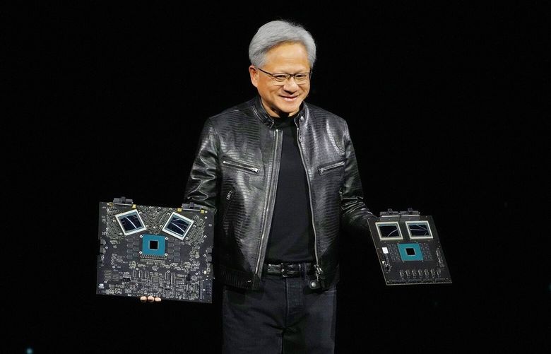 FILE – Nvidia’s co-founder Jensen Huang speaks in San Jose, Calif., on March 18, 2024. While other big technology companies have been boisterous in their courtship of the new Trump administration, Nvidia and Microsoft have avoided the Washington spotlight. (Jim Wilson/The New York Times) XNYT0576 XNYT0576