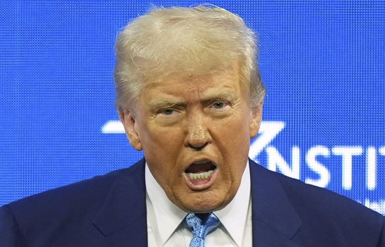 President Donald Trump speaks at the Future Investment Initiative (FII) Institute summit in Miami Beach, Fla., Wednesday, Feb. 19, 2025. (AP Photo/Rebecca Blackwell) FLJE311 FLJE311