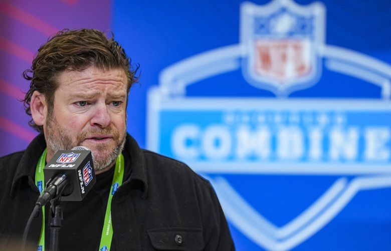 Seattle Seahawks general manager John Schneider speaks during a press conference at the NFL football scouting combine, Tuesday, Feb. 25, 2025 in Indianapolis.