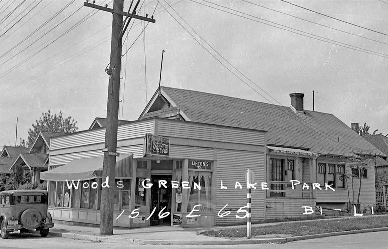 THEN 1: A 1937 tax photo shows Jewel Grocery at 1516 N.E. 65th St., which served the thriving Roosevelt neighborhood. The 1912 structure served as a general store, grocery and residence. Other incarnations included Pingrey’s Grocery, Jensen’s Grocery and Thompson’s Antiques.