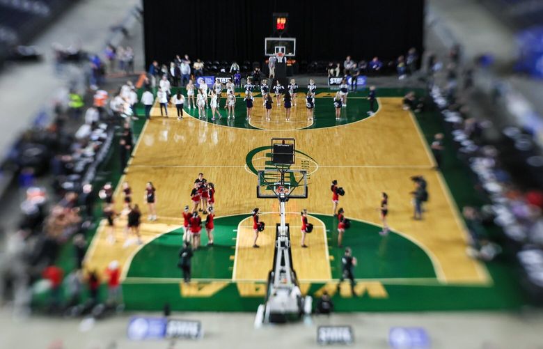 The introductions for the girls 4A State Basketball Championships finals Saturday evening at the Tacoma Dome in Tacoma, Washington, on March 2, 2024. 226260