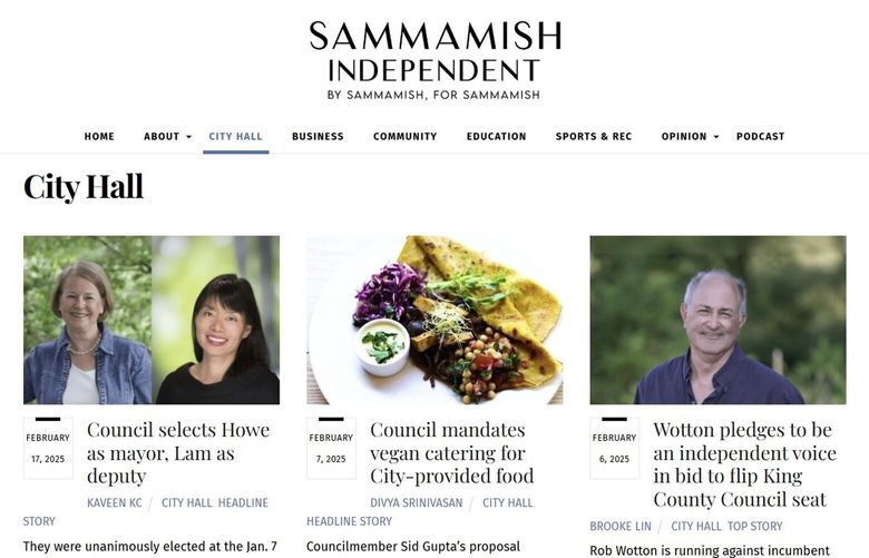 A screenshot of the Sammamish Independent, a student-run digital news outlet.