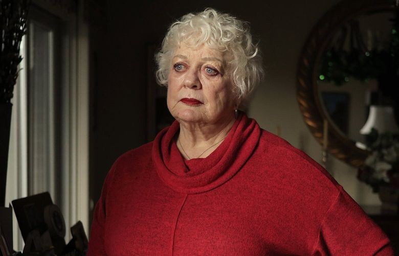 Mary Ellen Strange at her home in New Albany, Ind., on Friday, March 7, 2025. Strange sent nearly $378,000 to fraudsters impersonating federal investigators. She now has an estimated tax bill this year of $100,000. (Luke Sharrett/The New York Times) XNYT0469