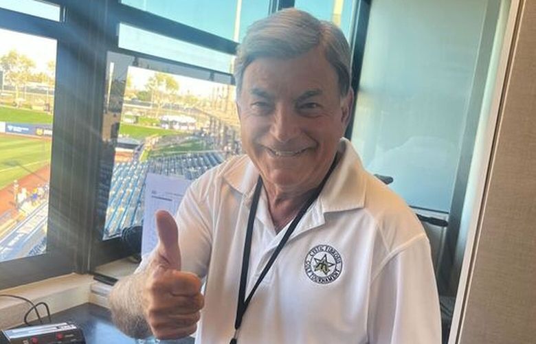 Mariners broadcaster Rick Rizzs had a scary moment during Monday’s spring training game, when he was hit by a foul ball. But he says he’s OK.