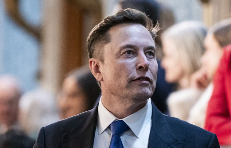 Elon Musk, special government employee and overseer of Department of Government Efficiency (DOGE), arrives before President Donald Trump gives an address to a joint session of Congress on Capitol Hill, in Washington, March 4, 2025. A federal judge in Washington ordered Elon Musk’s team and the Office of Management and Budget to begin releasing internal documents “as soon as practicable.”(Haiyun Jiang/The New York Times)