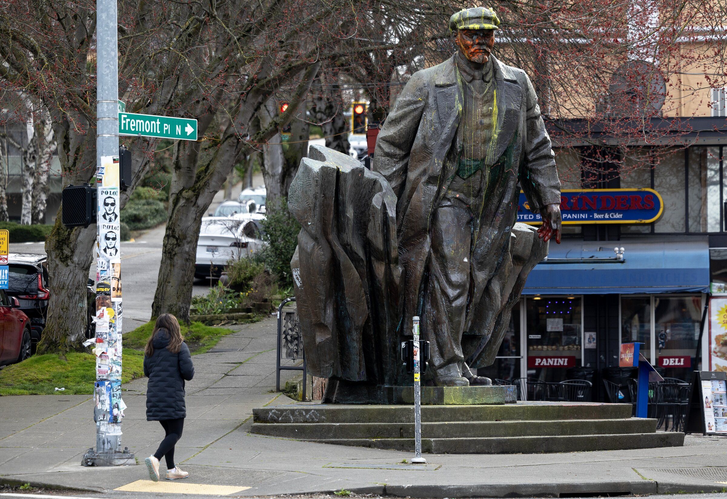 Fremont's Lenin statue is spattered with orange and yellow paint
