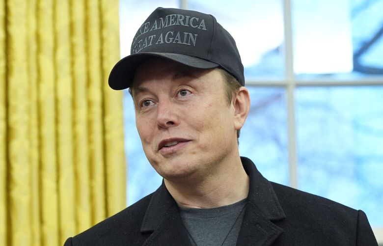 FILE – Elon Musk speaks during an event with President Donald Trump in the Oval Office at the White House, Feb. 11, 2025, in Washington. (AP Photo/Alex Brandon) WX201 WX201