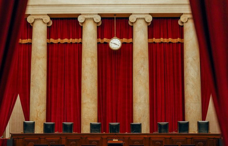 FILE — The justices’ bench in the Supreme Court chamber in Washington on May 8, 2024. Federal judges are worried that online threats against judges who oversee high-profile cases challenging Trump administration policies may lead to real-world violence. (Amir Hamja/The New York Times) XNYT0256 XNYT0256