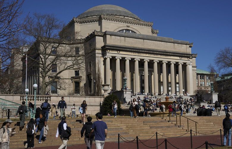 FILE — Columbia University campus in New York on March 10, 2025. A 21-year-old Columbia University student who has lived in the United States since she was a child sued President Trump and other high-ranking administration officials on Monday, March 24, 2025, after immigration officials tried to arrest and deport her. (Bing Guan/The New York Times) XNYT0589 XNYT0589