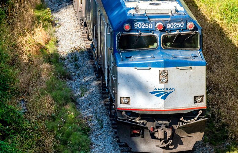 The Amtrak Cascades train arrives in Vancouver, British Columbia, Canada, Sept. 26, 2022. The Amtrak Cascades line from Seattle to Vancouver, British Columbia, was suspended in 2020 due to the Covid-19 pandemic.