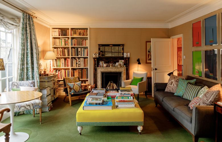 Pentreath has filled his London living room with antiques and brightly colored items. (Sam Bush/The New York Times)