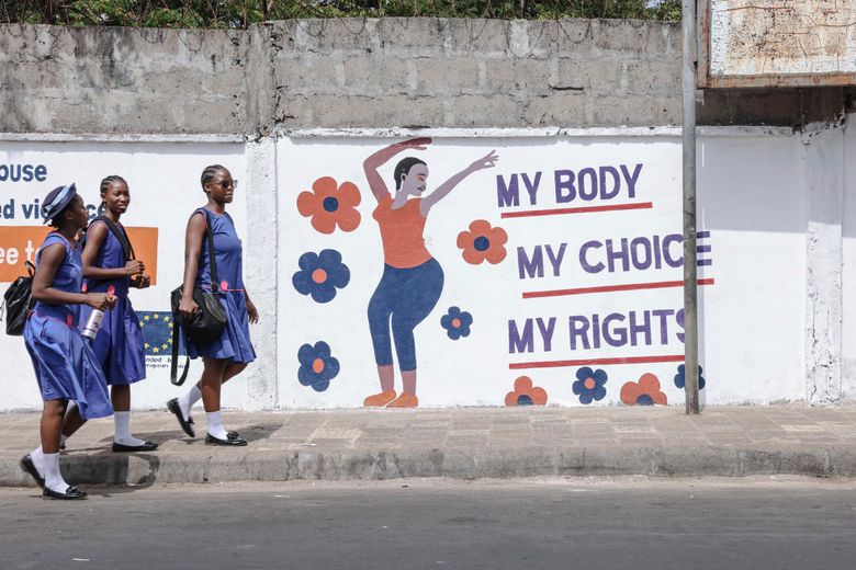 Mural asserting women's rights in Freetown, Sierra Leone