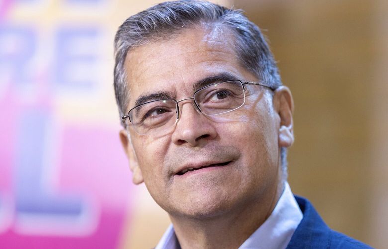 FILE – U.S. Health Secretary Xavier Becerra speaks at the Linen Building in Boise, Idaho, June 26, 2024. (AP Photo/Kyle Green, File) RPMB101 RPMB101
