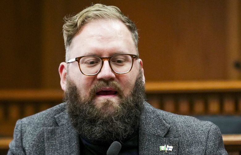 Sen. Marko Liias, D-Edmonds, speaks during a legislative session preview in the at the Capitol Thursday, Jan. 9, 2025, in Olympia, Wash.