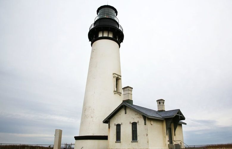 The Yaquina Head Lighthouse in fall, at the Yaquina Head Outstanding Natural Area in Newport.