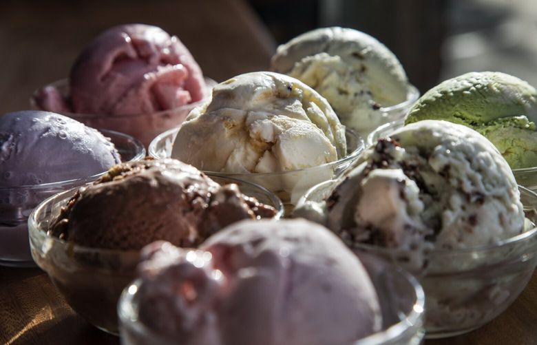 Friday, Feb. 9, 2018.   At the opening of Salt and Straw in Ballardâ€”selection of different ice creams.   205170