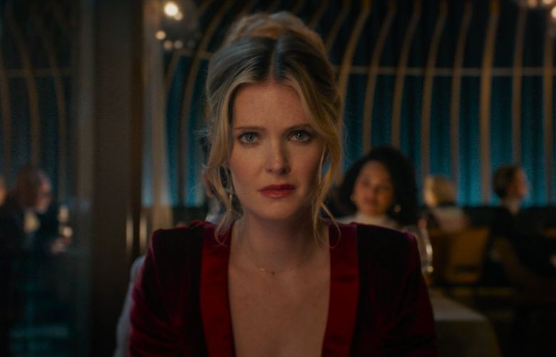 Meghann Fahy in a scene from “Drop.” (Universal Pictures)