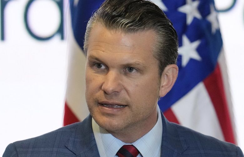 U.S. Secretary of Defense Pete Hegseth speaks during the Central American Security Conference in Panama City, Wednesday, April 9, 2025. (AP Photo/Matias Delacroix) XMD105 XMD105