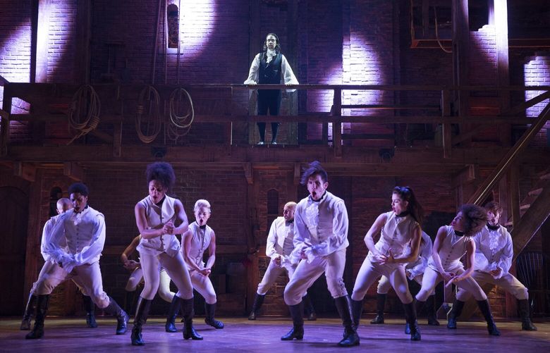 FILE – Lin-Manuel Miranda, above, as Alexander Hamilton in “Hamilton,” at the Richard Rodgers Theater in New York, July 11, 2015. The original cast album of the Broadway musical “Hamilton” was selected to join the National Recording Registry of the Library of Congress. (Sara Krulwich/The New York Times) XNYT0475 XNYT0475