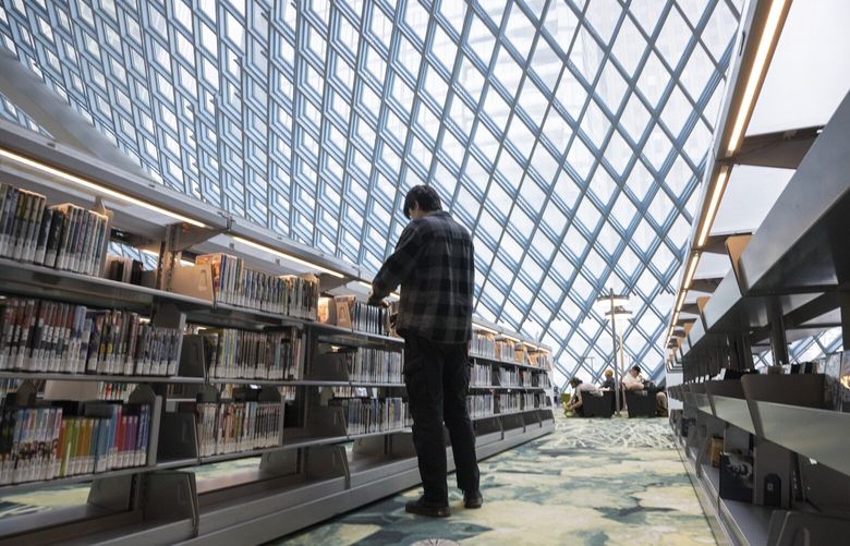 The Central Library in downtown Seattle has a huge collection of movies and tv shows in their DVD collection, shot Monday, July 10, 2023. 224331 224331