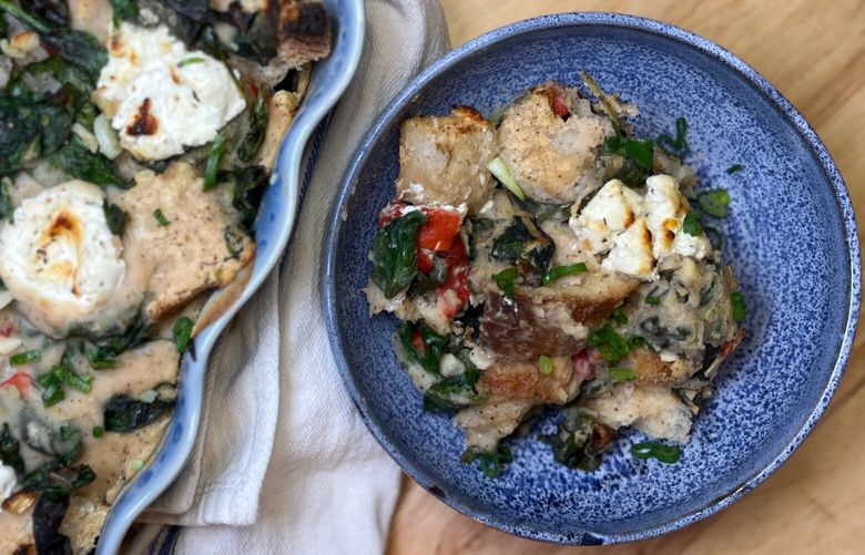 This greens and white beans casserole is the perfect dish to bring to Easter gatherings or any spring potluck.