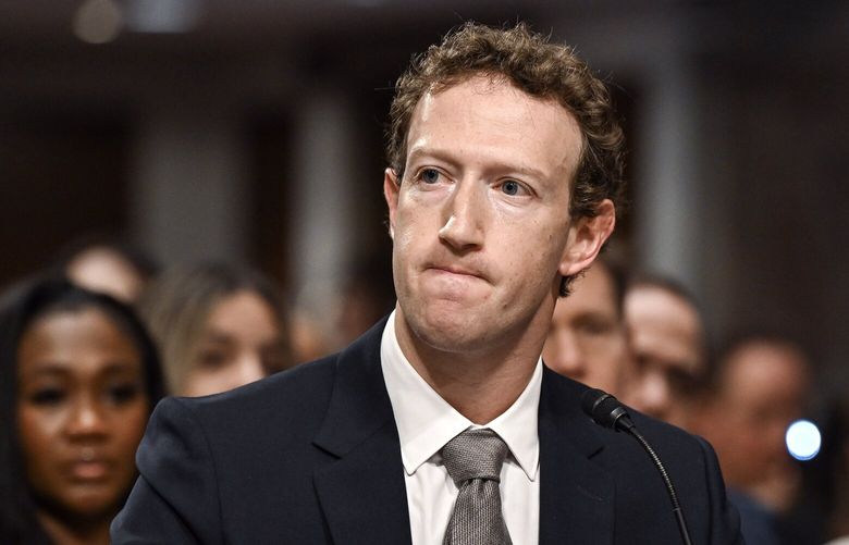 FILE – Mark Zuckerberg, the chief executive of Meta, testifies before the Senate Judiciary Committee in Washington on Jan. 31, 2024. Zuckerberg has grown accustomed to tough questioning in courts and hearings, but an antitrust trial starting Monday, April 14, 2025, could be more grueling, experts say. (Kenny Holston/The New York Times) XNYT0671