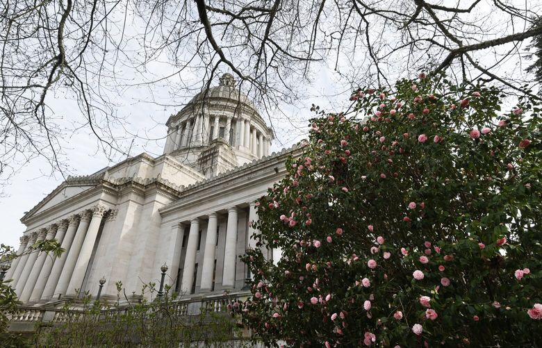 The legislative building at the state Capitol in Olympia on Wednesday, April 9, 2025.