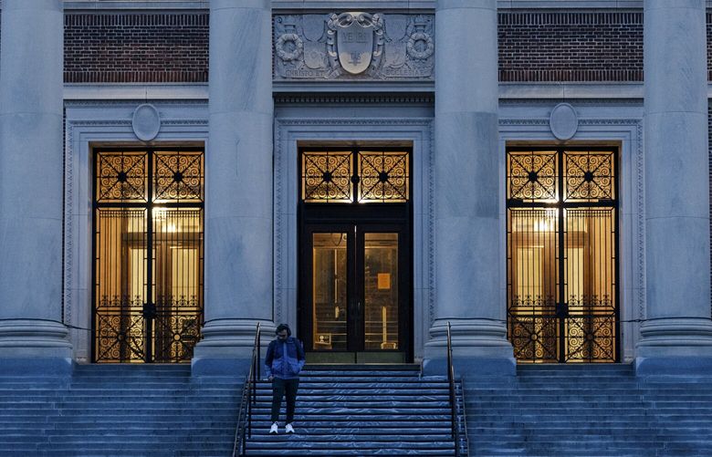 FILE — The Harry Elkins Widener Memorial Library at Harvard University in Cambridge, Mass., April 3, 2025. Harvard’s rejection of the Trump administration’s demands on hiring, admission and curriculum has been called of “momentous significance,” but a fight with the nation’s oldest, richest and most elite university is a battle that President Donald Trump and his powerful aide, Stephen Miller, want to have. (Sophie Park/The New York Times) XNYT0021 XNYT0021