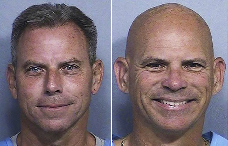 FILE – This combination of two booking photos provided by the California Department of Corrections shows Erik Menendez, left, and Lyle Menendez. (California Department of Corrections via AP, File) NYSS402 NYSS402
