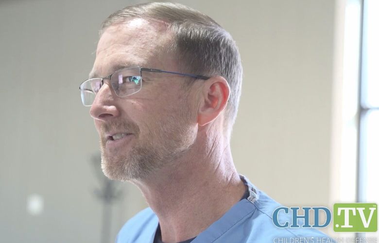 This image from video posted on the Children’s Health Defense website on March 31, 2025, shows Dr. Ben Edwards with a measles rash on his face, while working in a makeshift clinic in Seminole, Texas. (AP Photo) NY791 NY791
