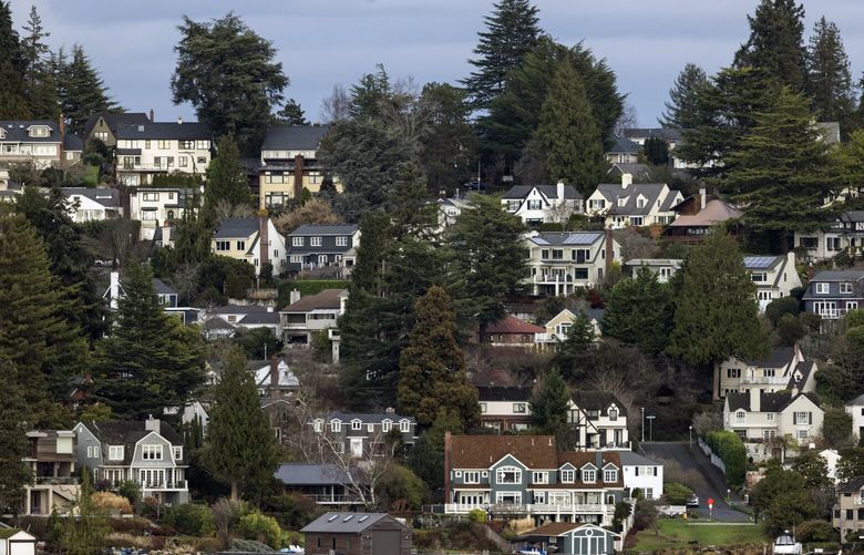 Houses overlook Union Bay  from Seattleâ€™s Laurelhurst neighborhood Monday, December 16, 2024.  Predictions for the Seattle-area real estate market in 2025 â€” prices are expected to go up but not a ton, mortgage rates will likely stay around 6% and rents are likely to stay mostly flat because a lot of new buildings have come online recently.  The office market, construction of new housing and zoning changes are coming next year.  228837