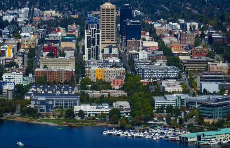 An aerial view looking north of the University District shows density, Wednesday, Sept. 4, 2024 in Seattle.